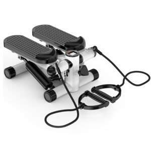 Compact Fitness Stepper with LCD & Resistance Bands - Quiet, 330LB Capacity