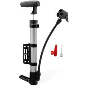 Compact Bike Tire & Ball Pump with Frame Mount for Road & Mountain Bikes