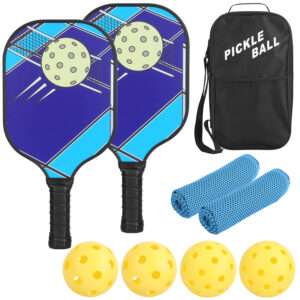Elite Pickleball Set: 2 Fiberglass Paddles, 4 Balls, Bag & Towels for All Levels