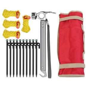 Durable Camping Tent Stakes & Hammer Set with Reflective Ropes – Must-Have Gear