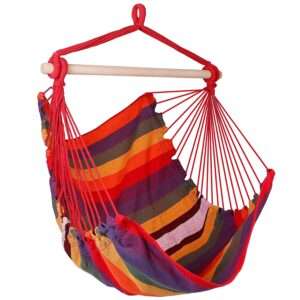 Durable Canvas Hammock Chair with Pillows - 265LB Capacity for Patio & Camping